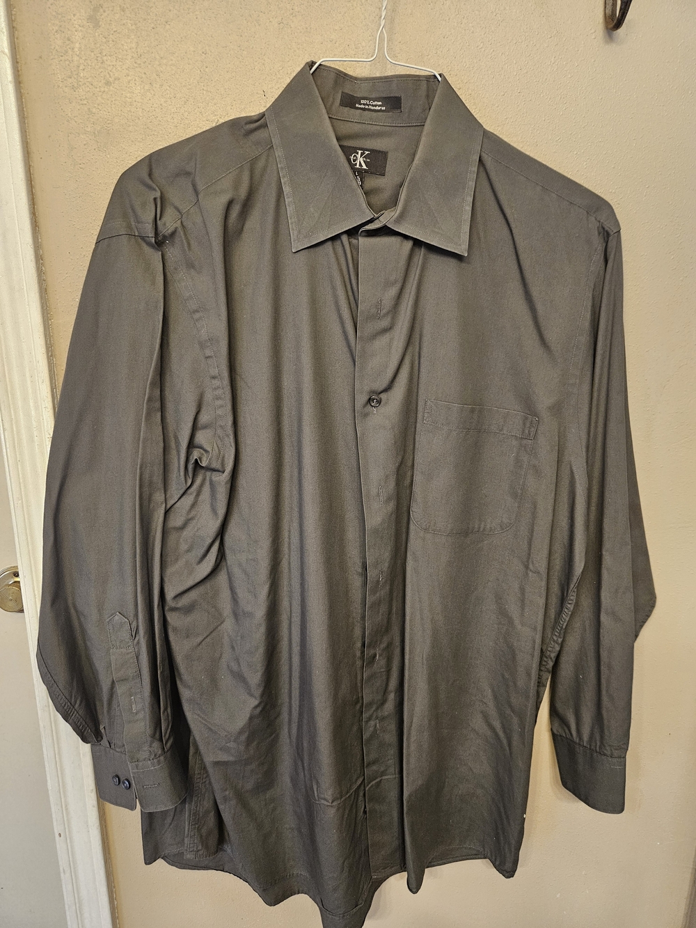 Calvin Klein Men's Dark Gray Long-Sleeve Dress Shirt